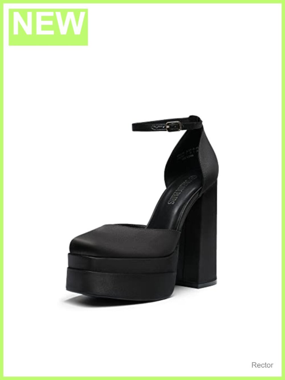 Women's Platform Heels Square Toe Ankle Strap Chunky High Heel Pumps